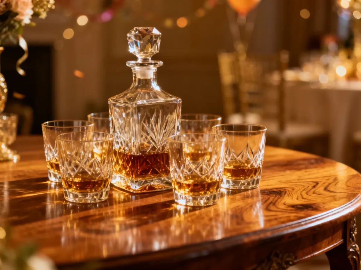 Elegancka karafka do whisky ze szklankami jako prezent dla świadka